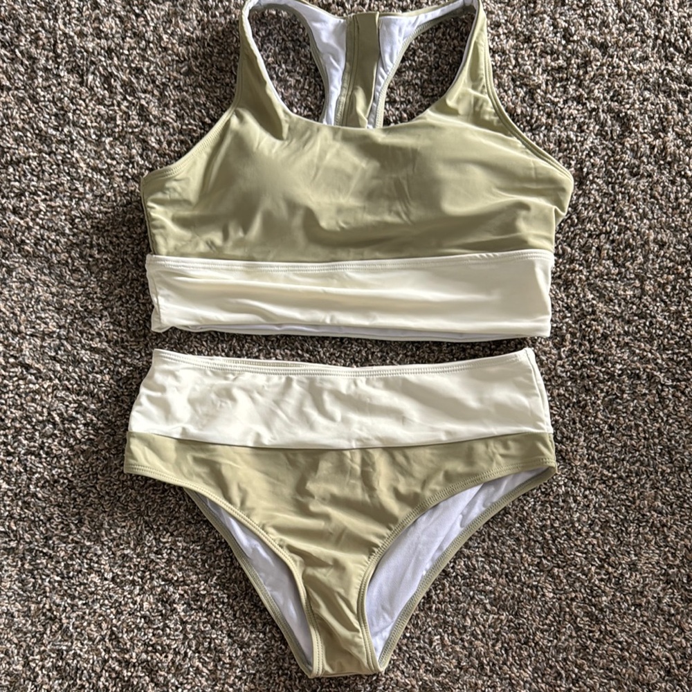 BRAND NEW Mint Green and Beige Racerback Bikini Set